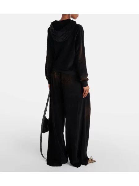 Hoodie Acne Studios iz rebrastega žameta črna