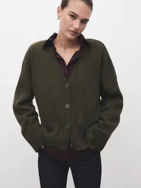 Кардиган MANGO акрил/вовна коричневий