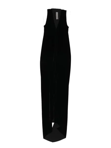 Βελούδινη κοστούμι μάξι φόρεμα Rick Owens με λαιμόκοψη v μαύρο