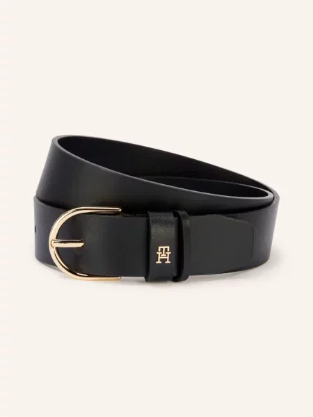 Tommy Hilfiger Pasek Skórzany schwarz czarny