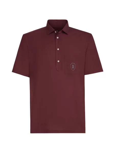 Vlněné polotričko Brunello Cucinelli s náprsními kapsami s autogramem červené