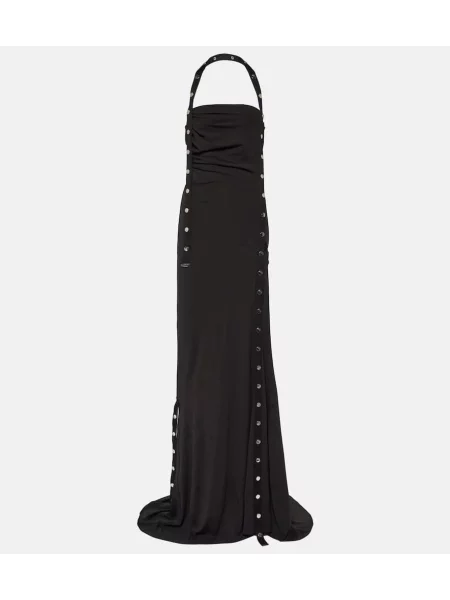 Rochie maxi The Attico din jerseu de costum negru