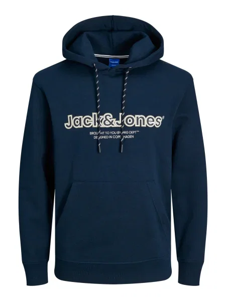 JACK & JONES Tréning póló LAKEWOOD éjkék / világosszürke / fehér