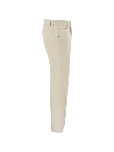 Pantaloni Pt Torino de catifea cord alb