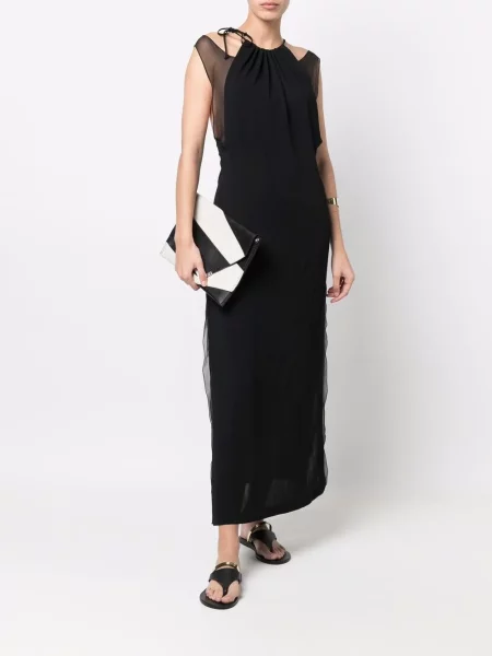 Rochie Alberta Ferretti de mătase cu gât halter negru