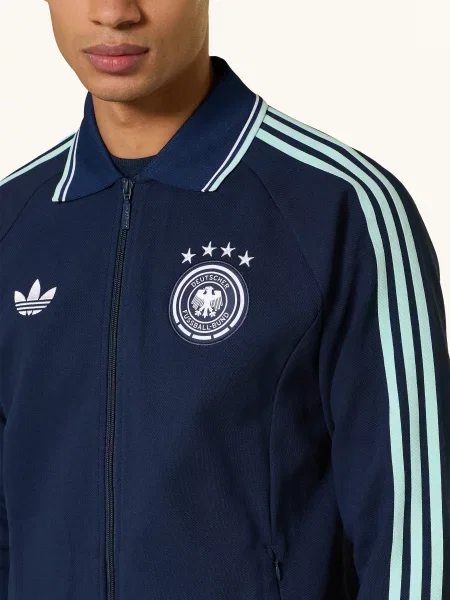 Adidas Tréninková Bunda Německo Venkovní Zpěv / tyrkysová modrá