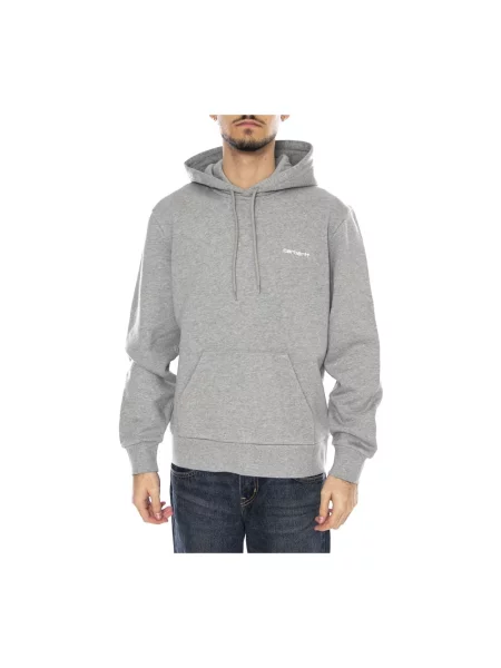 Carhartt WIP bluza Hooded Script Embroidery Sweat z kapturem melanżowa szary