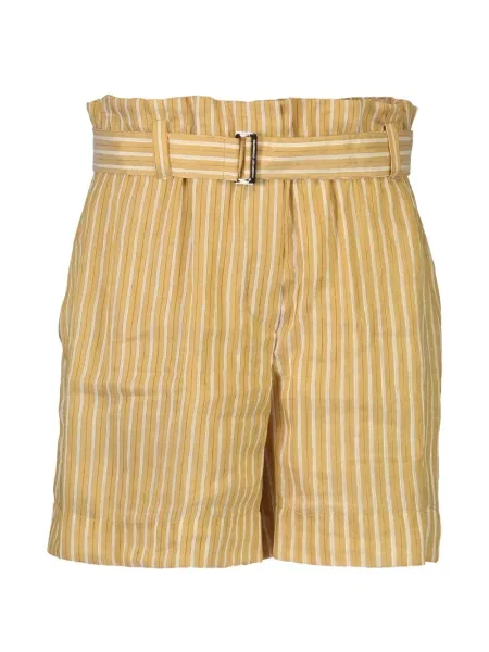 Cu centură pantaloni scurți Brunello Cucinelli cu dungi galben