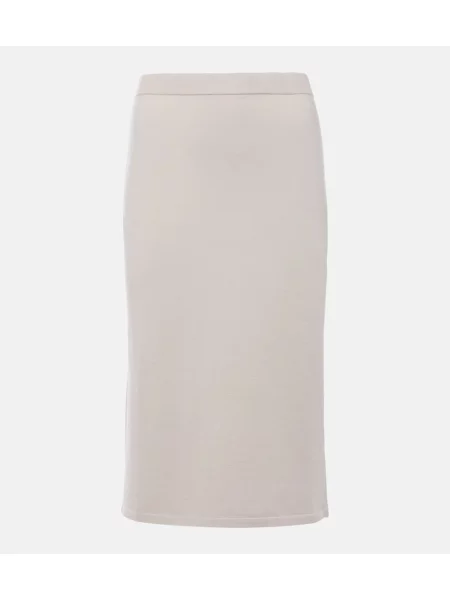 Fustă midi 's Max Mara de lână până la genunchi alb