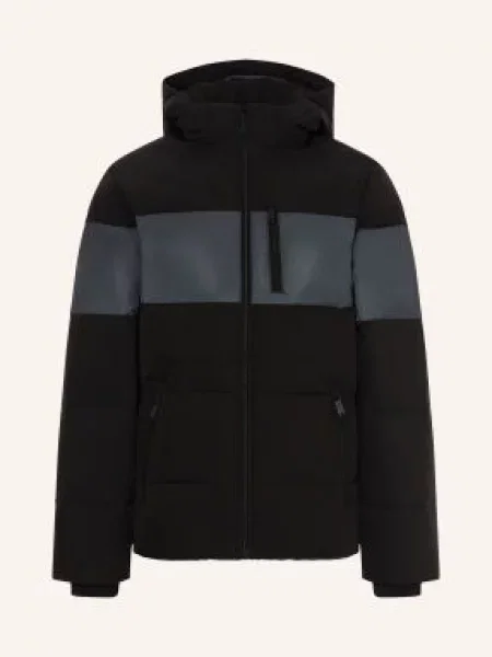 Jack&Jones Prošívaná Bunda S Odnímatelnou Kapucí / tmavě šedá černá