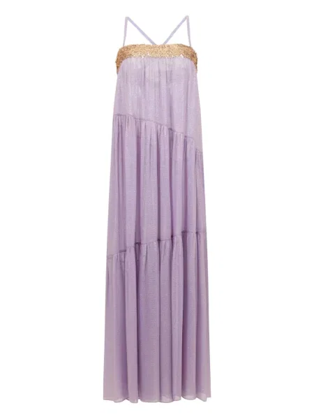 Rochie midi Sana Osmani cu paiete până la genunchi de costum violet