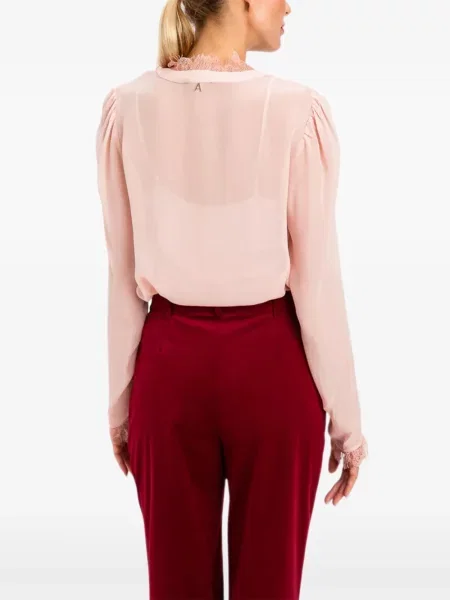 Lung bluză Twinset din dantelă roz