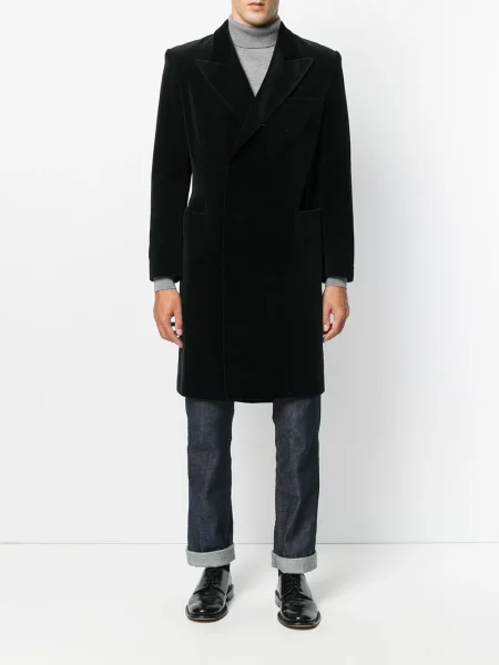 Sametový kabát Jean Paul Gaultier Pre-owned po kolena černý