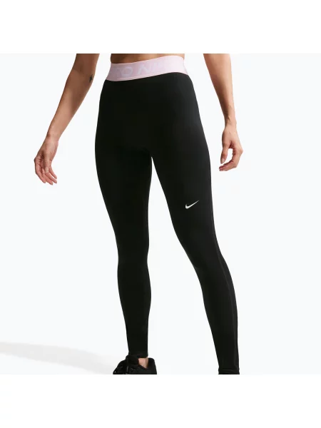 Легінси Nike Pro Mid-Rise Full black/pink foam/white білі