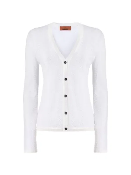 Cardigan Missoni tricotate cu decolteu în V alb