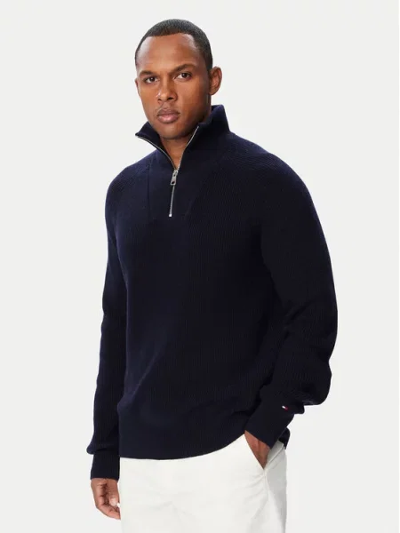 Tommy Hilfiger Megztinis Fisherman Tamsiai mėlyna