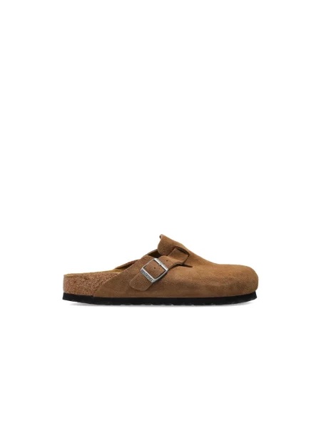 Klapki Birkenstock skórzane brązowe
