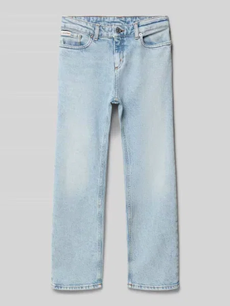 Jeansy o kroju straight fit z mieszanki bawełny Calvin Klein Jeans niebieskie