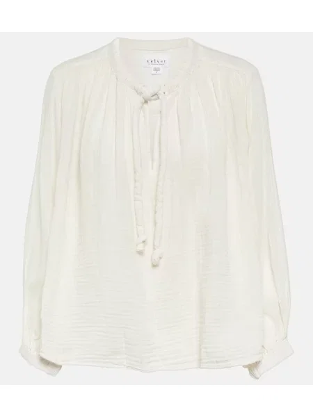 Bluză Velvet de catifea alb