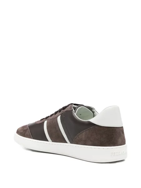 Sneakerși Ferragamo din piele cu dungi maro