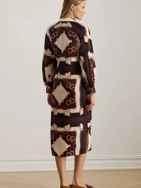 Lauren Ralph Lauren sukienka mini rozkloszowana brązowy