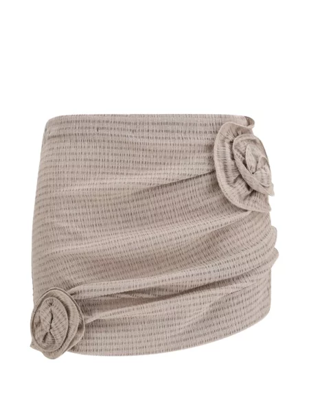 Mała spódnica mini Magda Butrym w kwiatki z naszywkami brązowa