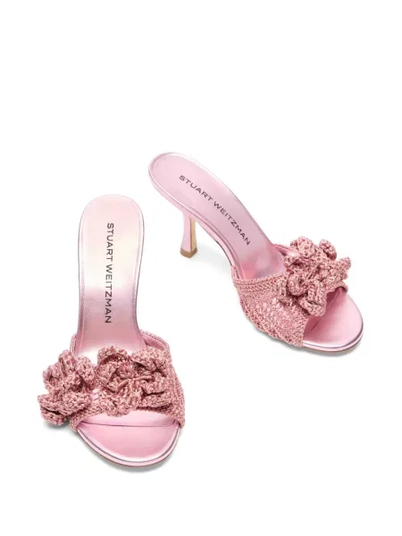 Sandale Stuart Weitzman cu model floral cu aplicații roz