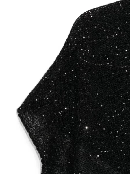 Fular Nude cu paiete de mohair negru