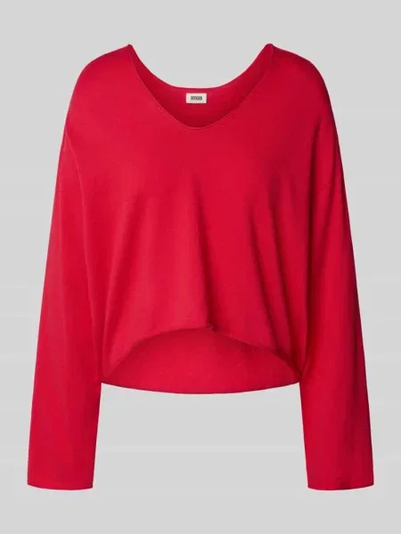Sweter z dzianiny o kroju relaxed fit z dekoltem w serek model ‘SOMAIJA’ Drykorn