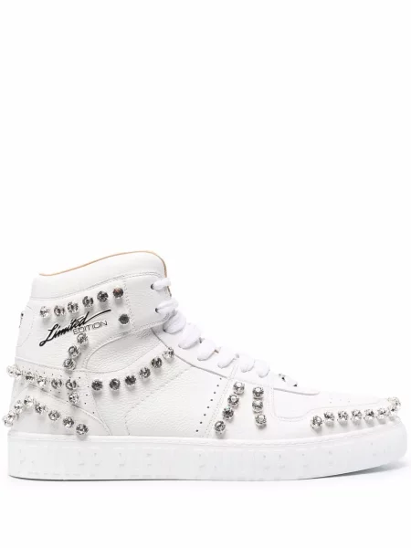 Sneakerși Philipp Plein cu tepi alb