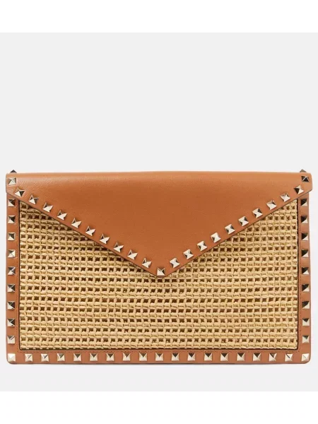 Usnjena pisemska torbica Valentino Garavani rjava