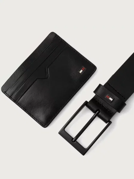 Tommy Hilfiger колан и калъф мъжки от кожа черно