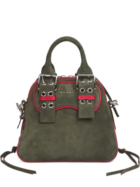 Geantă shopper Marni cu cataramă verde