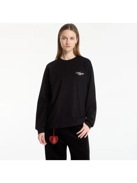 Тениска Carhartt WIP L/S Signature Rib T-Shirt UNISEX Black/ White XL бяло