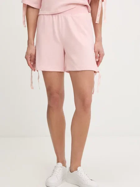 Szorty dresowe o kroju regular fit z domieszką bawełny Hugo różowe