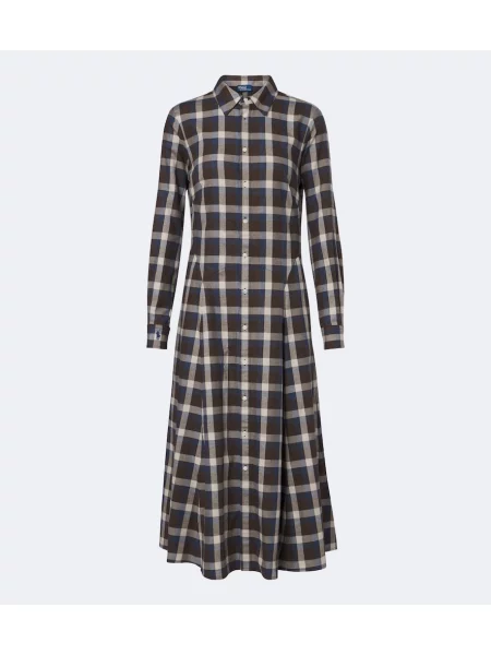 Rochie tip cămașă Polo Ralph Lauren în carouri din țesătură twill