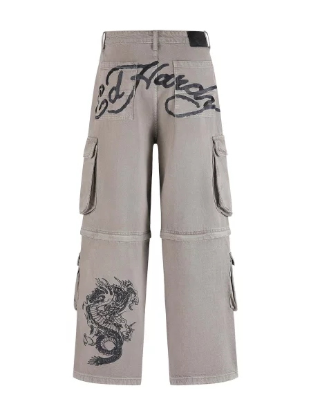 Ed Hardy Rifľové kapsáče sivobéžová čierna