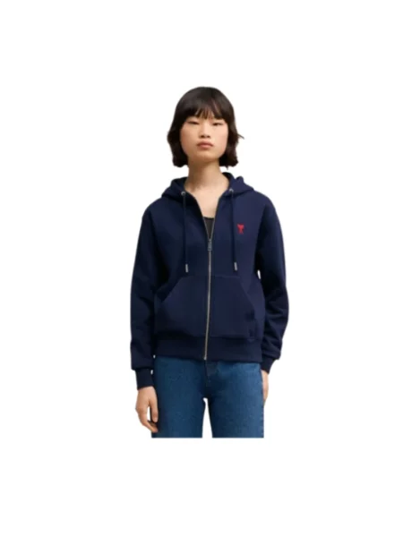 Bluza z kapturem Ami Paris w serca z kapturem niebieska