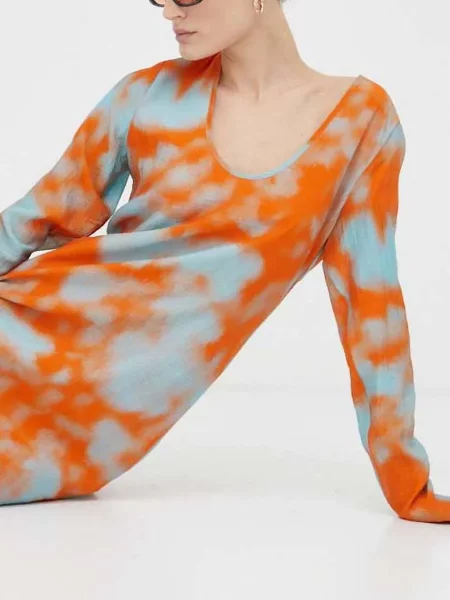 Rochie maxi Samsøe Samsøe până la genunchi de costum portocaliu