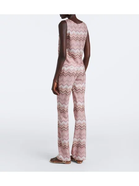 Pantaloni Missoni cu talie înaltă roz