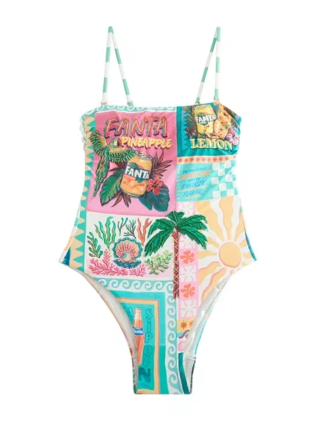 Next Costum de baie modelator aqua / verde / portocaliu deschis / roz deschis albastru