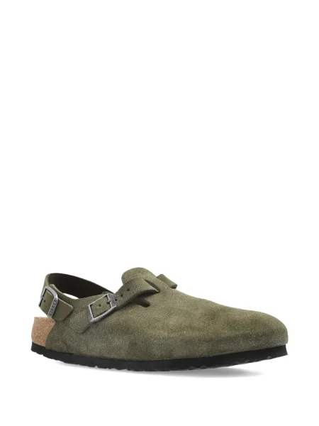 Papuci tip mules Birkenstock cu cataramă slingback verde