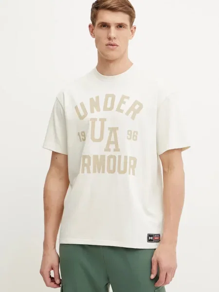 Тениска Under Armour с принт бежово