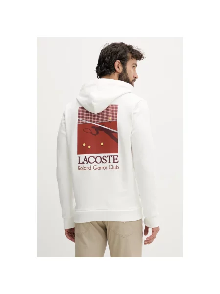 Bluza z kapturem Lacoste biała