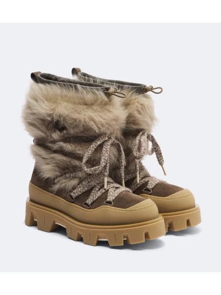 Botine Moncler din piele de oaie verde