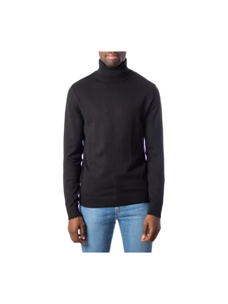 Sweter z golfem Jack & Jones z wysokim kołnierzem czarny