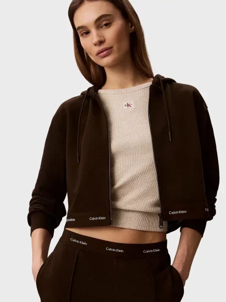 Махрове худі Calvin Klein Jeans коричневе