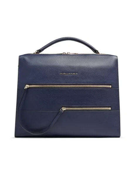 Torebka skórzana Piquadro skórzana niebieska