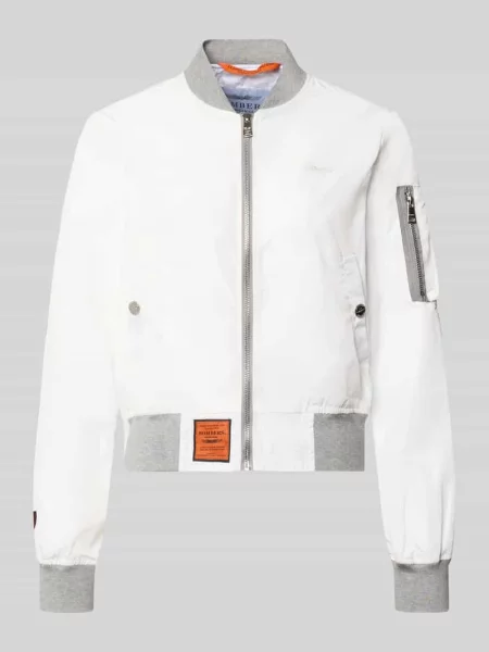 Bomberka z naszywką z logo i kieszenią zapinaną na błyskawiczny na rękawie Original Bombers biała