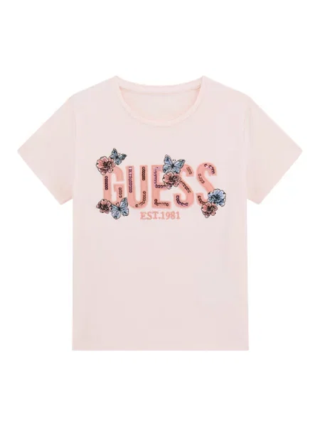 Guess Marškinėliai Regular Fit rožinė